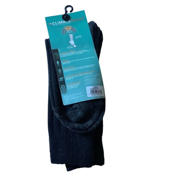 Climate Smart Plushfill Crew Socks 2 Pair Moisture Wicking Comfort Charcoal NEW - Picture 4 of 4